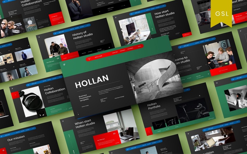 Hollan - Plantilla de diapositiva de Google de negocios