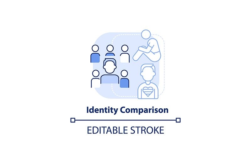 Icône de concept bleu clair de comparaison d'identité