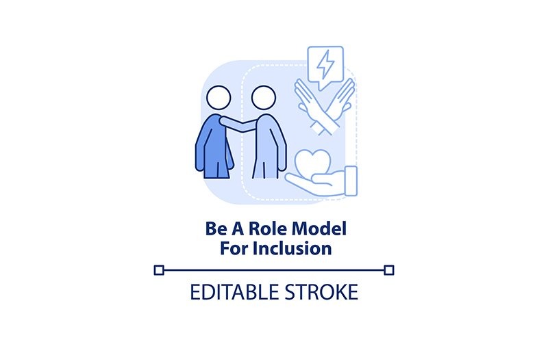 Sea un modelo a seguir para la inclusión Icono de concepto azul claro