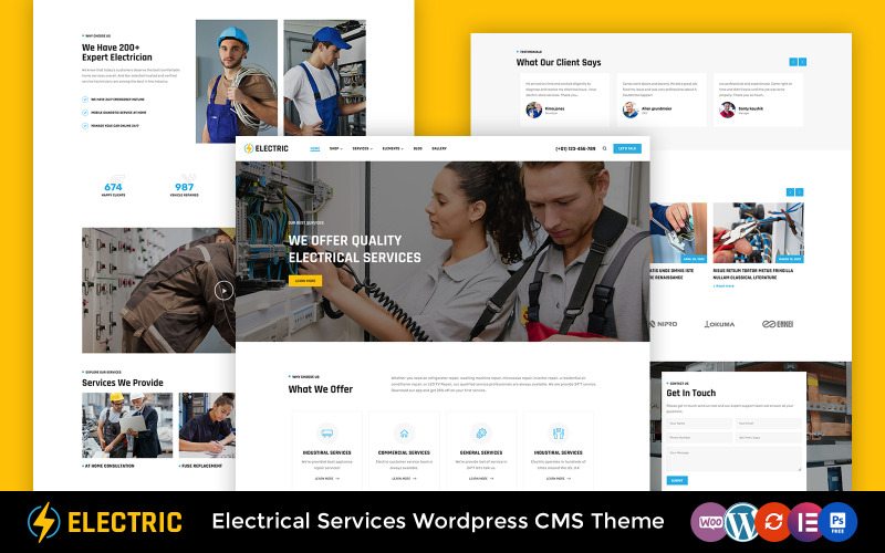 Electric - Tema WordPress Elementor de serviços de eletricidade
