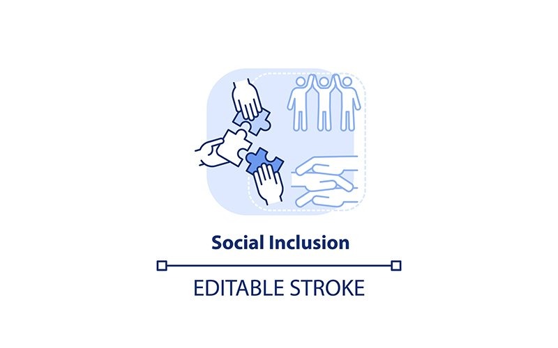 Icône de concept bleu clair d'inclusion sociale