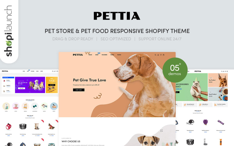 Pettia – Responsives Shopify-Theme für Zoohandlungen und Tiernahrung