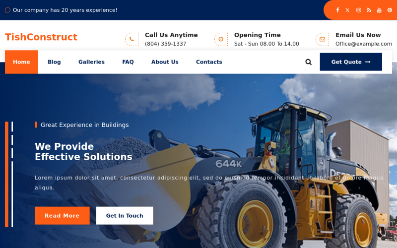 TishConstruct - Motyw WordPress firmy budowlanej