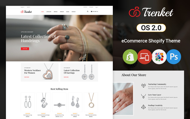 Trenket - Winkel voor sieraden en modeaccessoires Shopify-thema