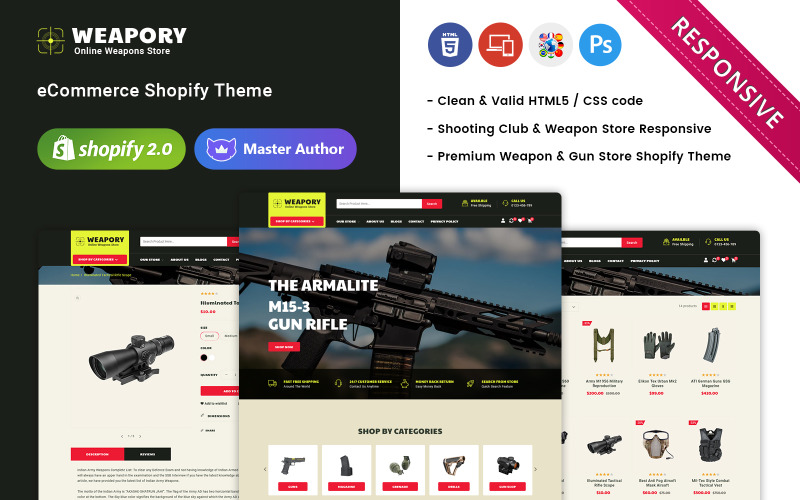 Weapory – Fegyverbolt és Fegyverbolt Shopify téma