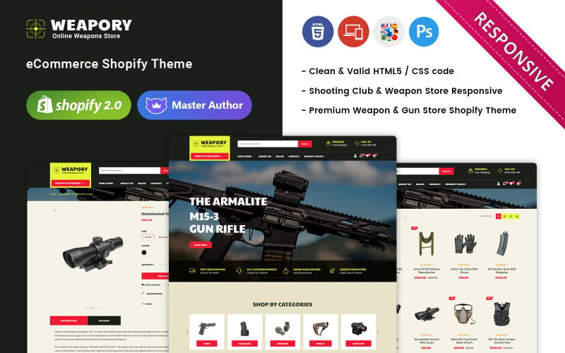 Weapory - Tema de Shopify para tienda de armas y tienda de armas