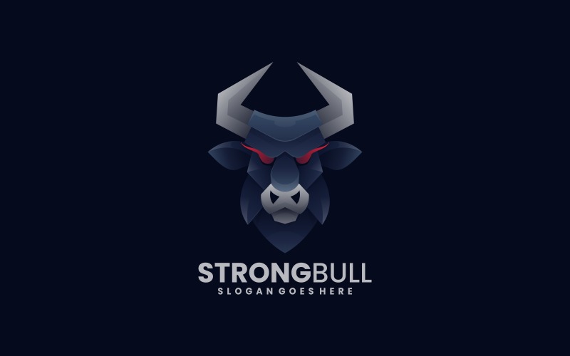 Design del logo a gradiente di testa di toro forte