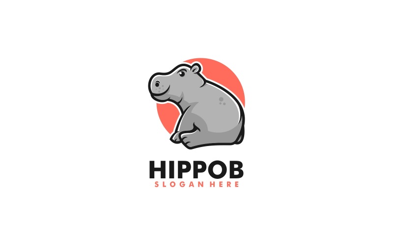 Estilo de logotipo de mascota simple de hipopótamo