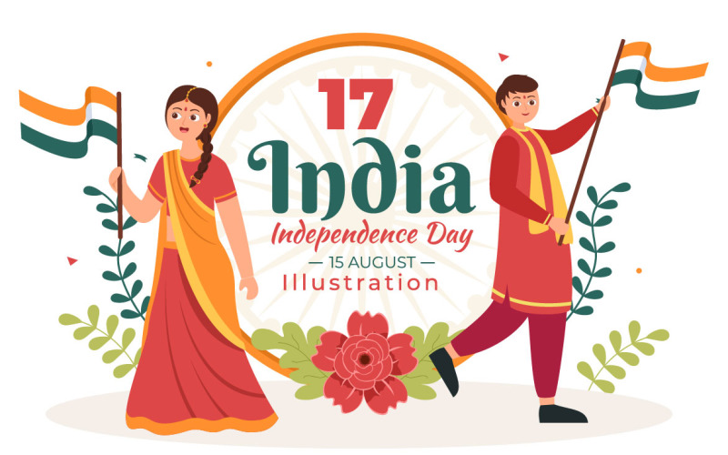 17 Glückliche Illustration zum indischen Unabhängigkeitstag