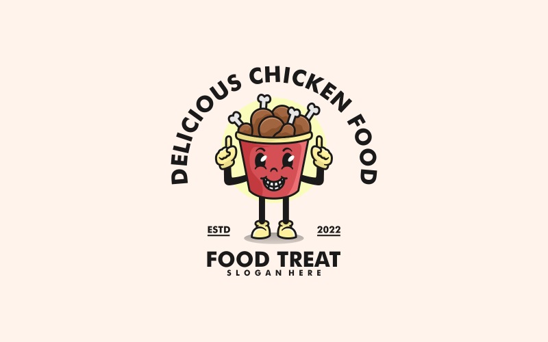 Logo del fumetto della mascotte dell'alimento del pollo