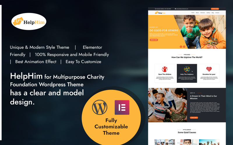 Ajude-o Tema Wordpress Charity Foundation