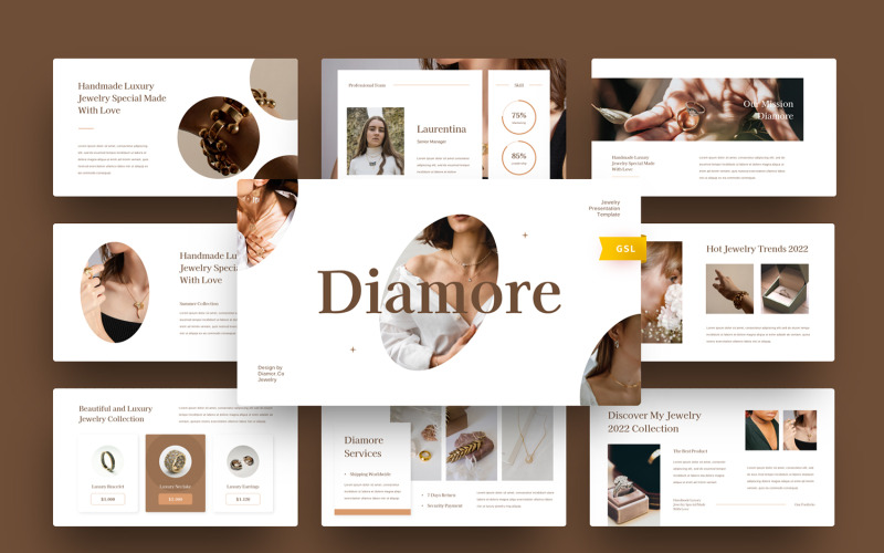 Diamore - Modèle de diapositives Google pour les bijoux