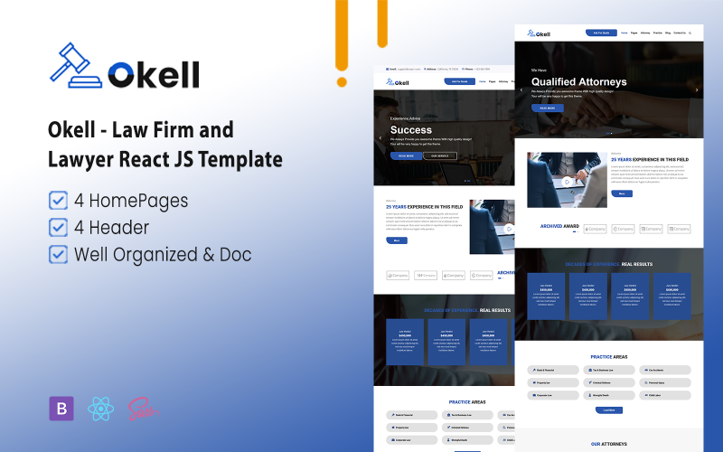 Okell - Law Firm and Lawyer React JS Template