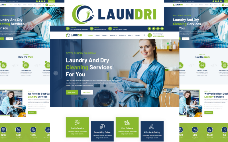 Laundri - Tvätt- och kemtvättstjänster HTML5-mall