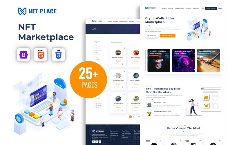 NFT Place - Marketplace For Selling NFTs HTML5 Website Template