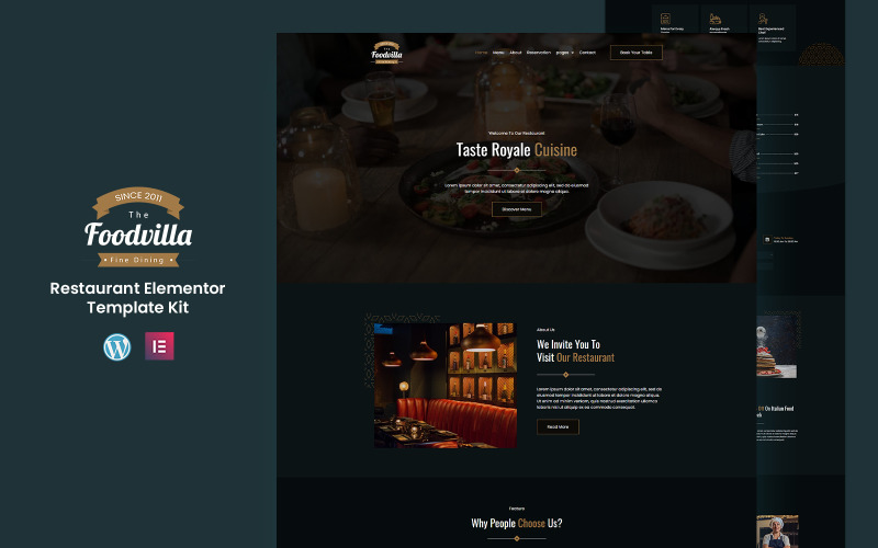 Foodvilla – набір шаблонів для ресторанних послуг Elementor