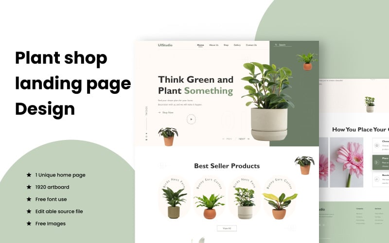 Diseño de interfaz de usuario del sitio web de Plant Shop