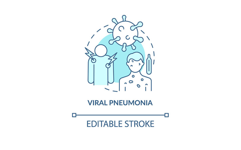 Virové Pneumonie Modrá Koncept Ikona Vektorová Grafika