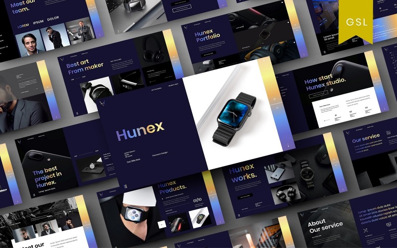 Hunex - Biznesowy szablon slajdu Google