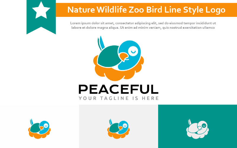 Pájaro de la naturaleza pacífica durmiendo en el logotipo del animal del nido