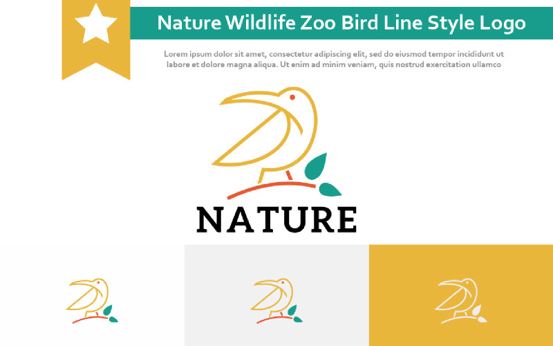 Příroda Divoká Zvěř Zoo Pták Jednoduchá linie Styl Logo