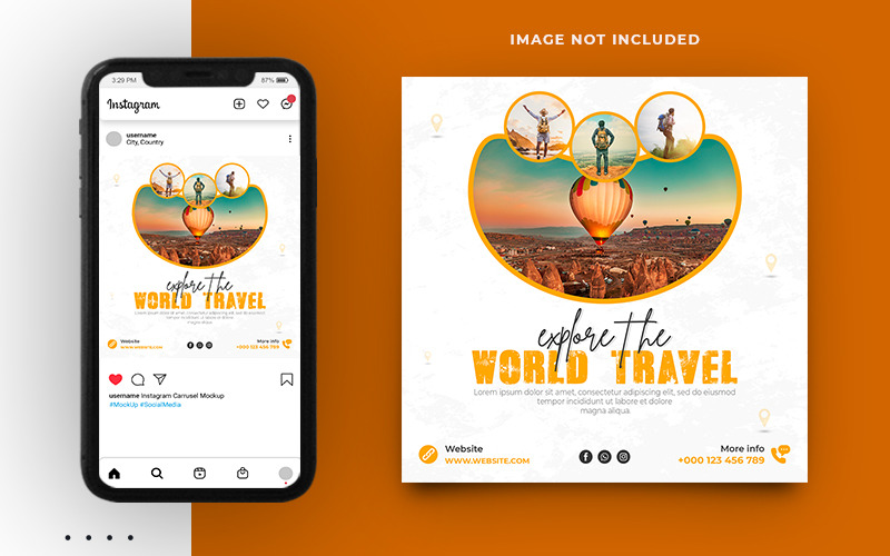 旅行和旅游社交媒体发布横幅模板
