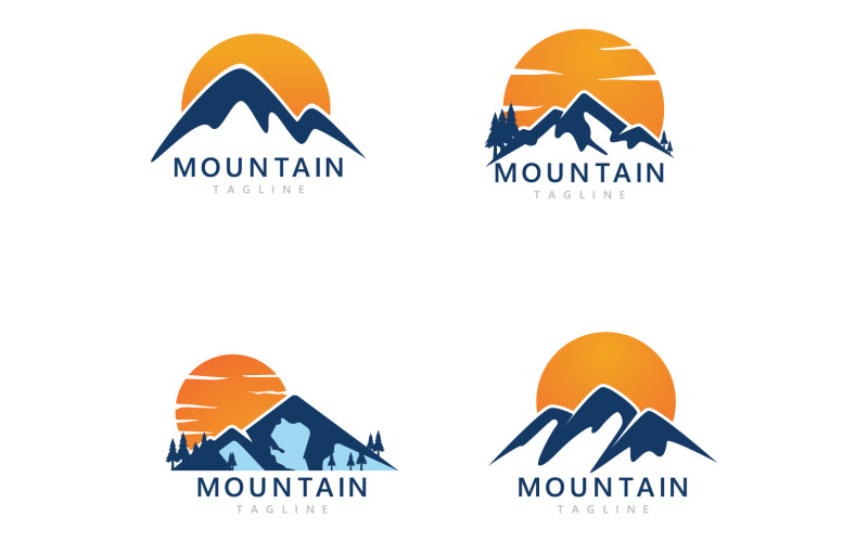 Logo de paysage de montagne et vecteur de symbole V13