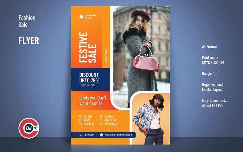 Fashion Sale Angebot oder Rabatt A4 Flyer Vorlage