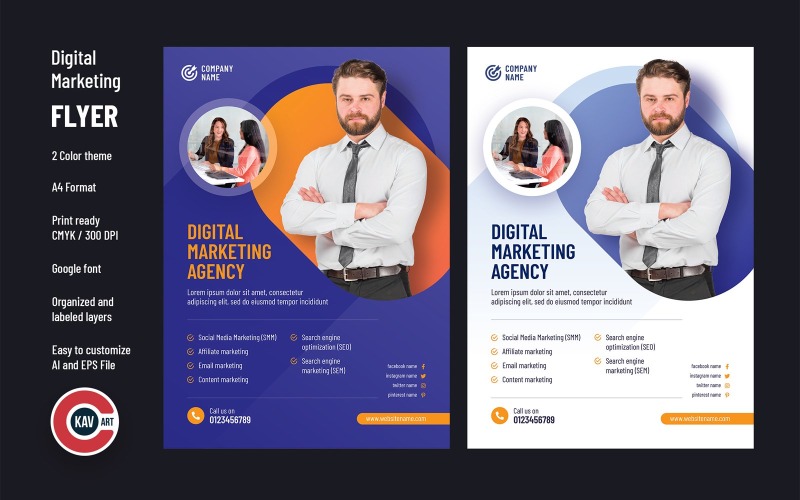 Flyer-Design-Vorlage für Agenturen für digitales Marketing