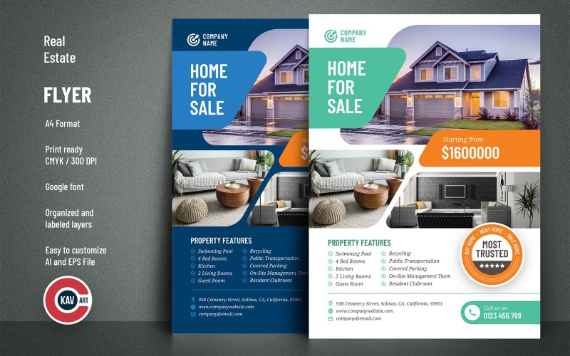 Modèle de conception de flyer d'entreprise immobilière