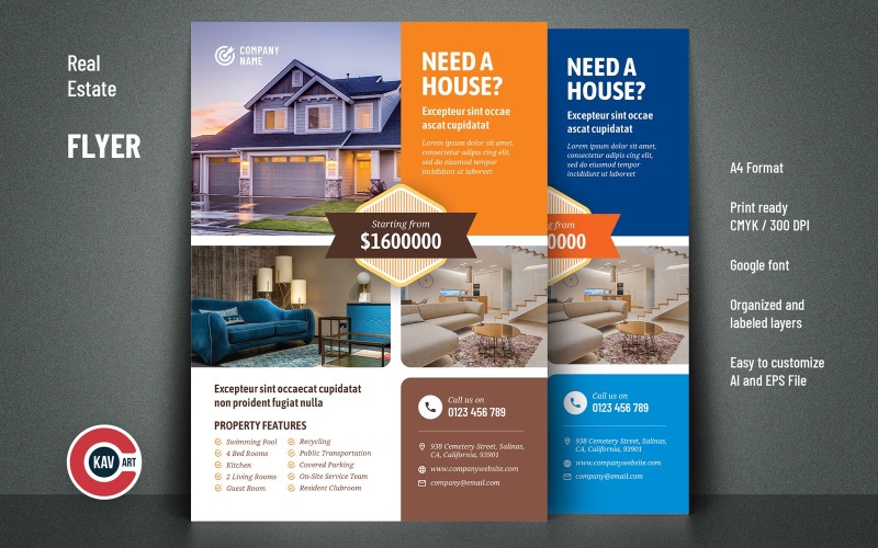 Modèle de conception de flyer d'offre immobilière