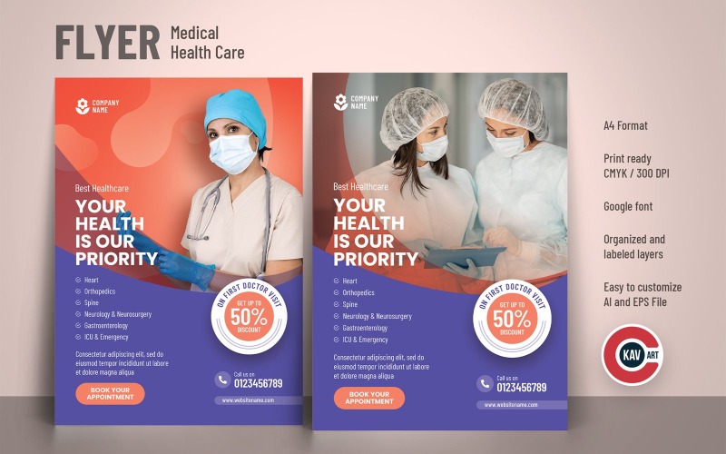 Modello di volantino per l'assistenza sanitaria mediale - 00199
