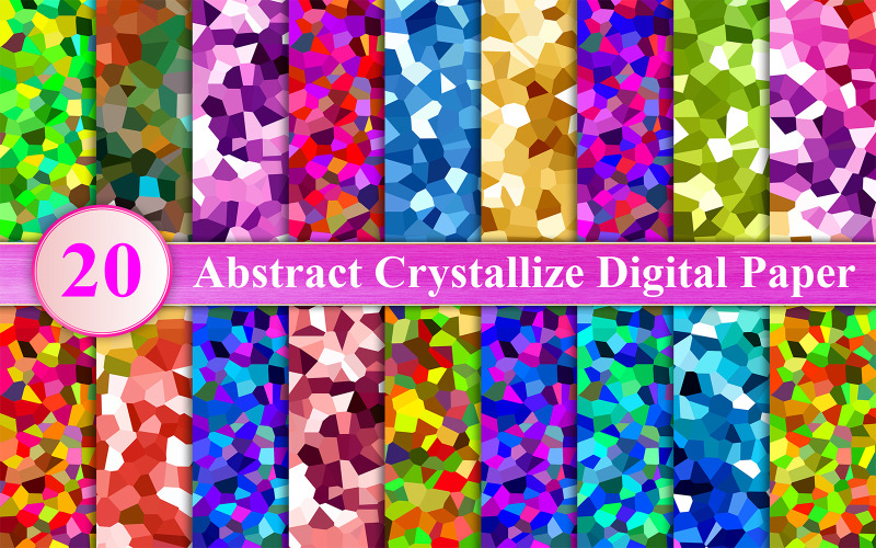 Абстрактная кристаллизация набора цифровой бумаги, кристаллизация фона