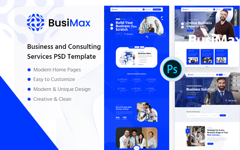 BusiMax – 商业和咨询服务 PSD 模板