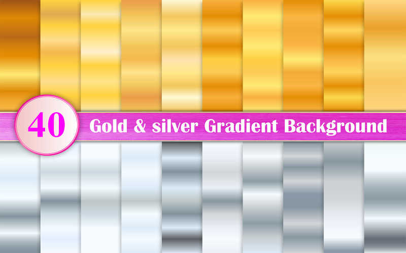 Conjunto de Papel Digital Gradiente Ouro e Prata