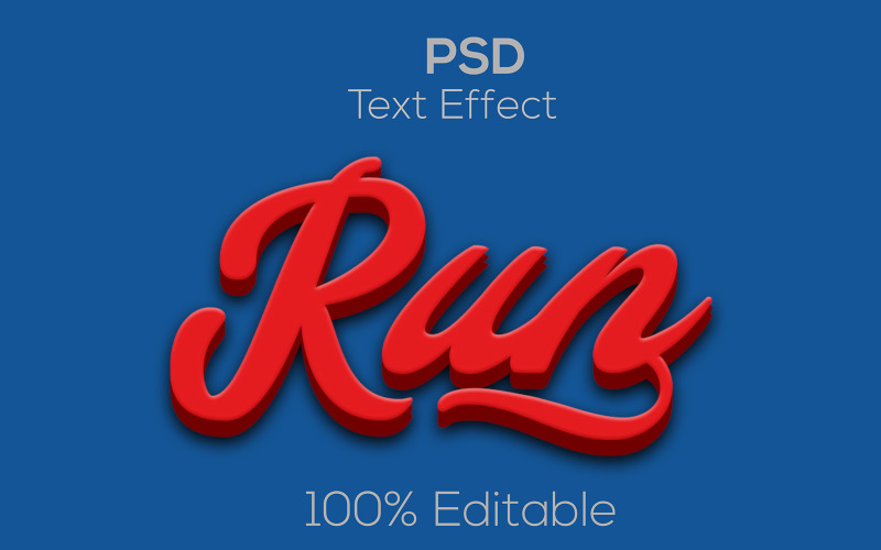 Exécuter | Effet de texte Psd modifiable 3D moderne