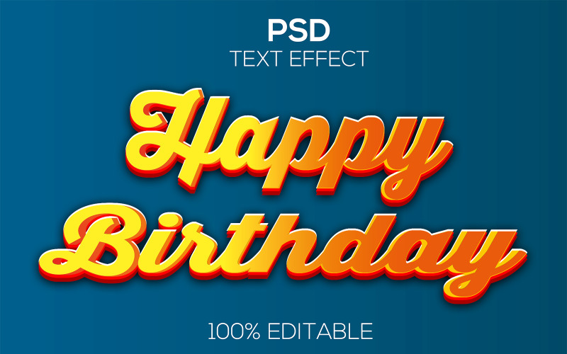 Feliz aniversário | Efeito de texto PSD de feliz aniversário 3d moderno