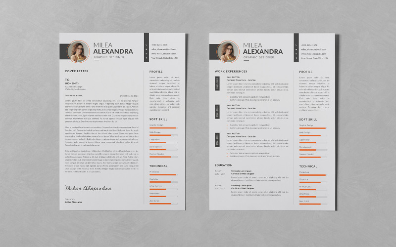 Plantilla de diseño de CV/currículum minimalista limpio