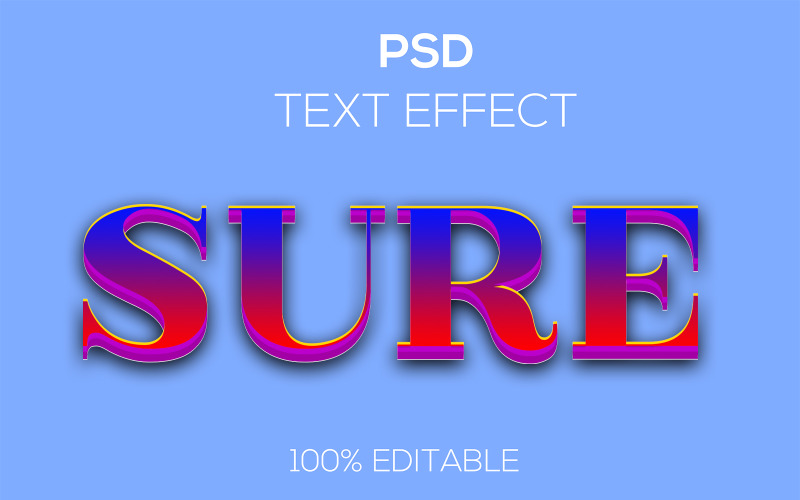 Звичайно | Сучасний 3d-текстовий ефект Sure Psd