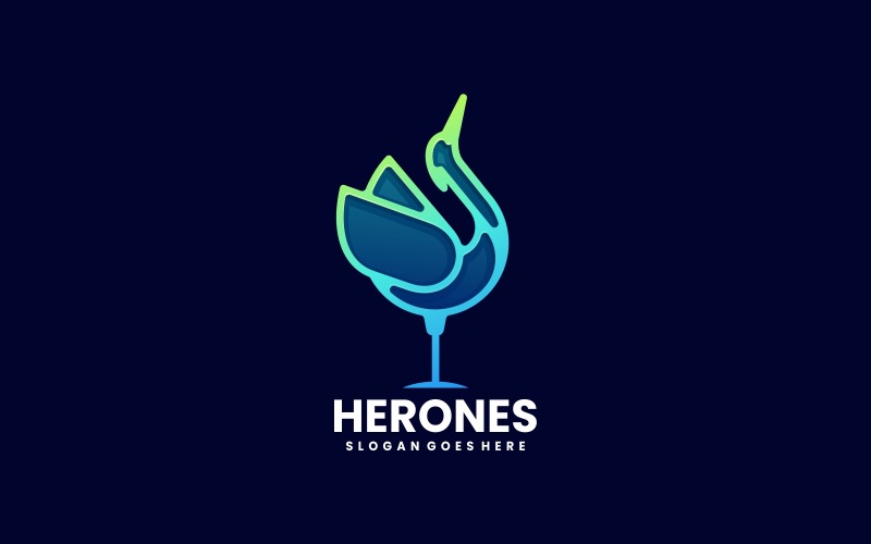 Estilo de logotipo gradiente de arte Heron Line Art