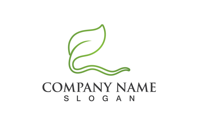 Bladgroen Natuur Lijn Logo Vector V8