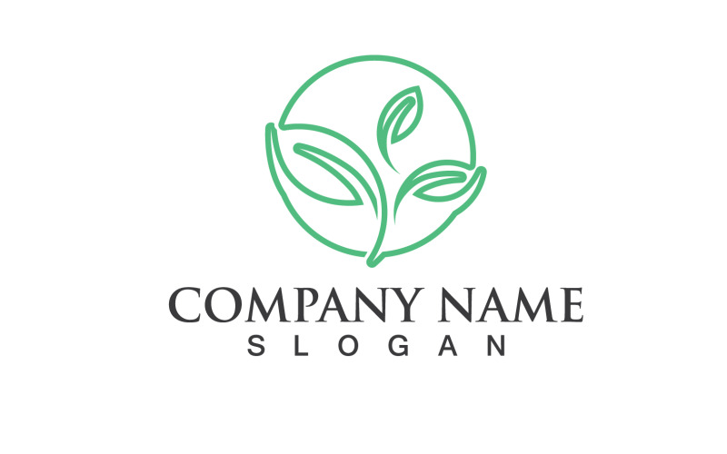 Foglia Verde Natura Linea Logo Vector V21