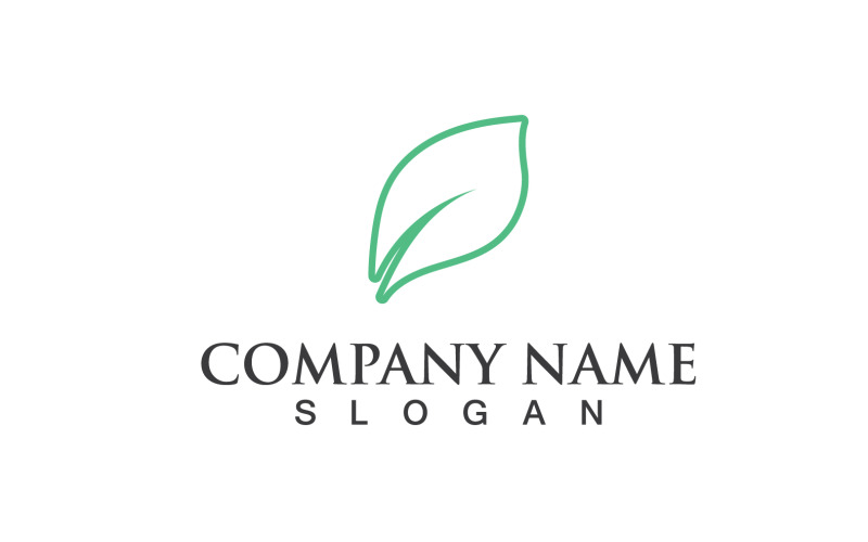 Foglia Verde Natura Linea Logo Vector V27
