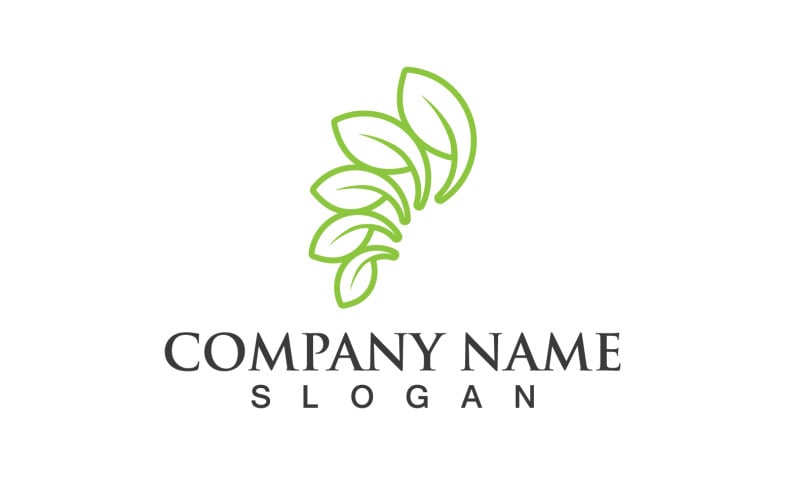 Foglia Verde Natura Linea Logo Vector V4