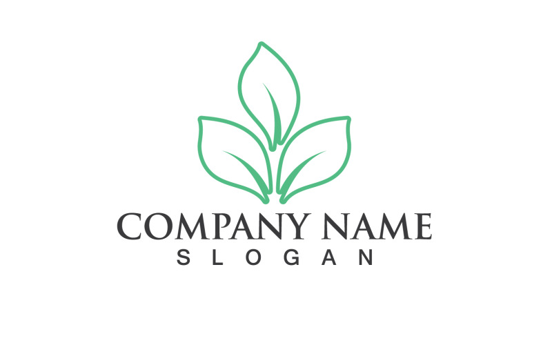 Folha Verde Natureza Linha Logo Vector V29