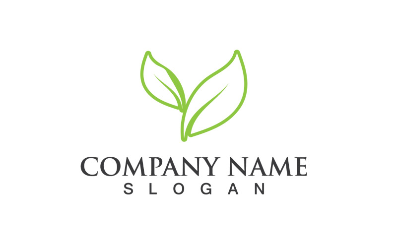 Leaf Green Nature Line Logo Vector V25