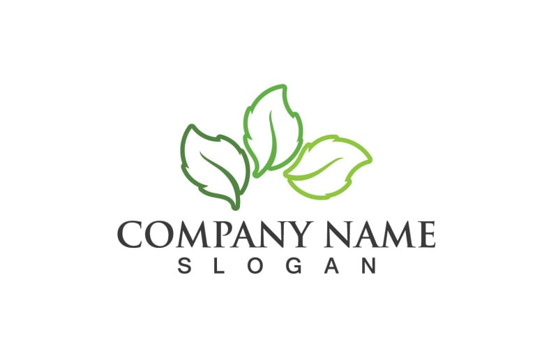 Leaf Green Nature Line Vector Logo V23