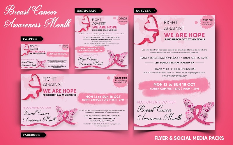 A mellrák elleni küzdelem hónapjának szórólapja és közösségimédia-csomag