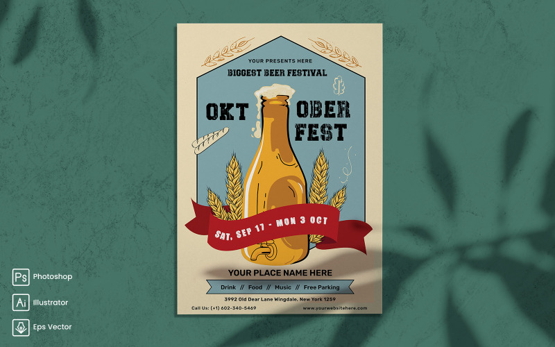 Szablon wydruku ulotki Oktoberfest i mediów społecznościowych