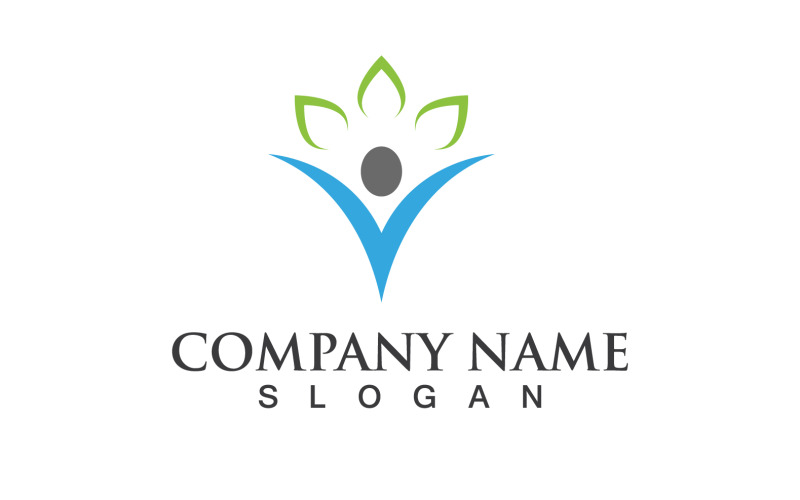 Logotipo e símbolo de caráter humano de pessoas de saúde V2